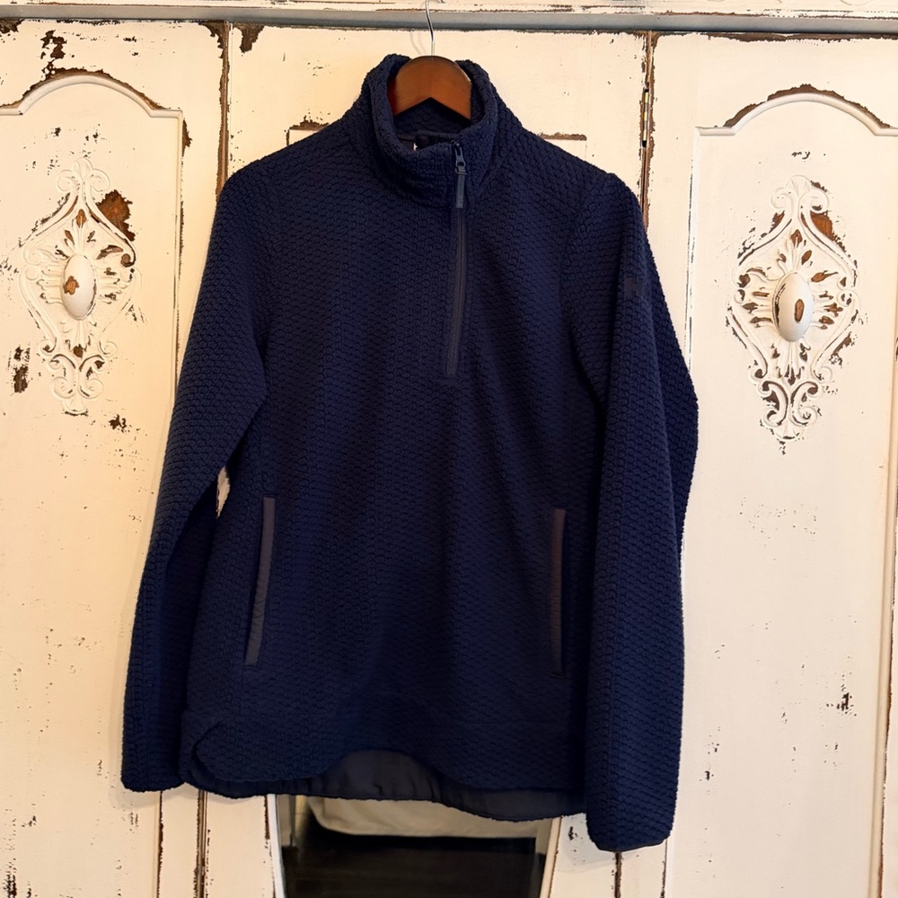Helly Hansen Dark Navy Fleece asymmetrical quarter zip Pullover sz L